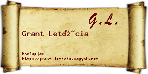 Grant Letícia névjegykártya